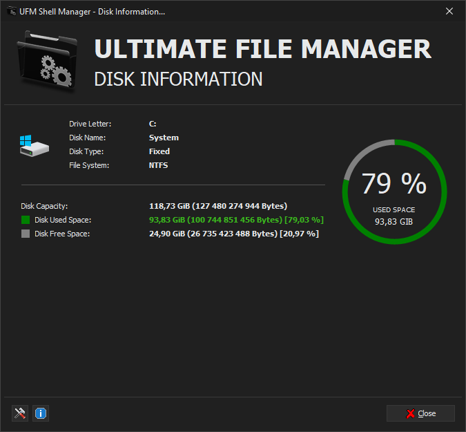 UFM Shell Manager - Disk Information Mode